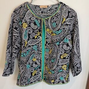 Vintage Cottage Vibe Choices Black/White Paisley Jacket, Embroidery & Beading
